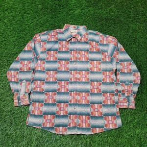 Vintage 90s Cabela's Aztec Flannel Shirt Womens XL Oversized Western Chamois